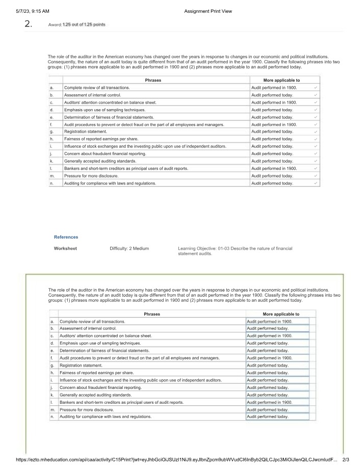 The Changing Role of Auditors - A Comparison of 1900 Audits