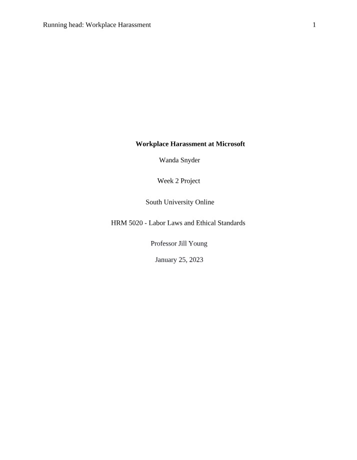 Workplace Harassment Case - Microsoft