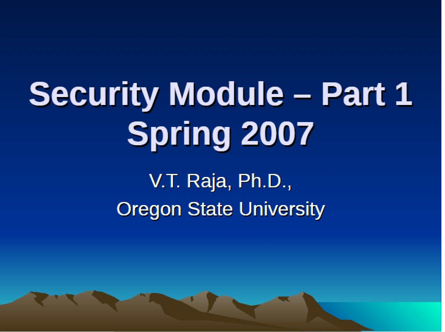 Part 1 of Security Module