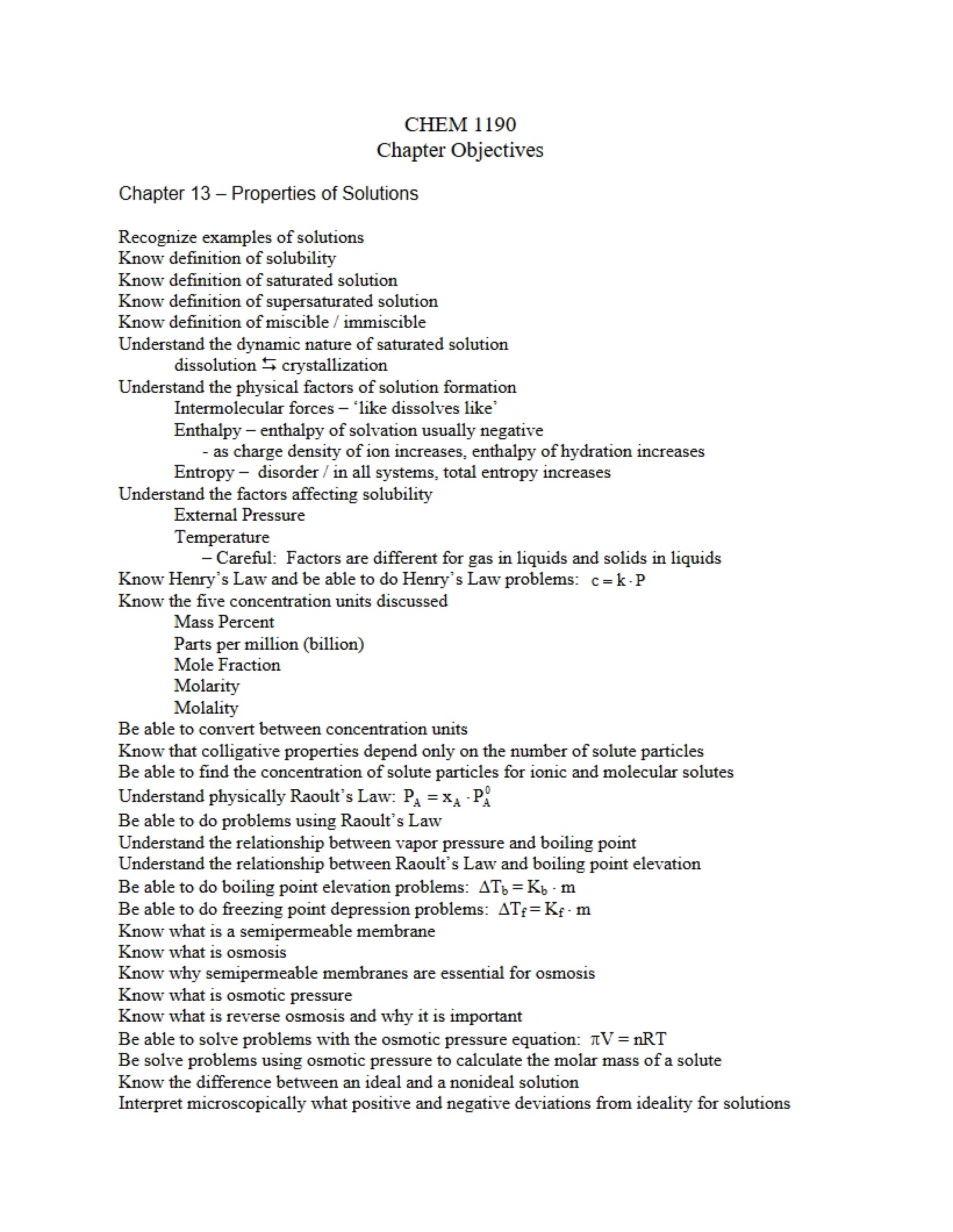 Properties of Solutions Overview