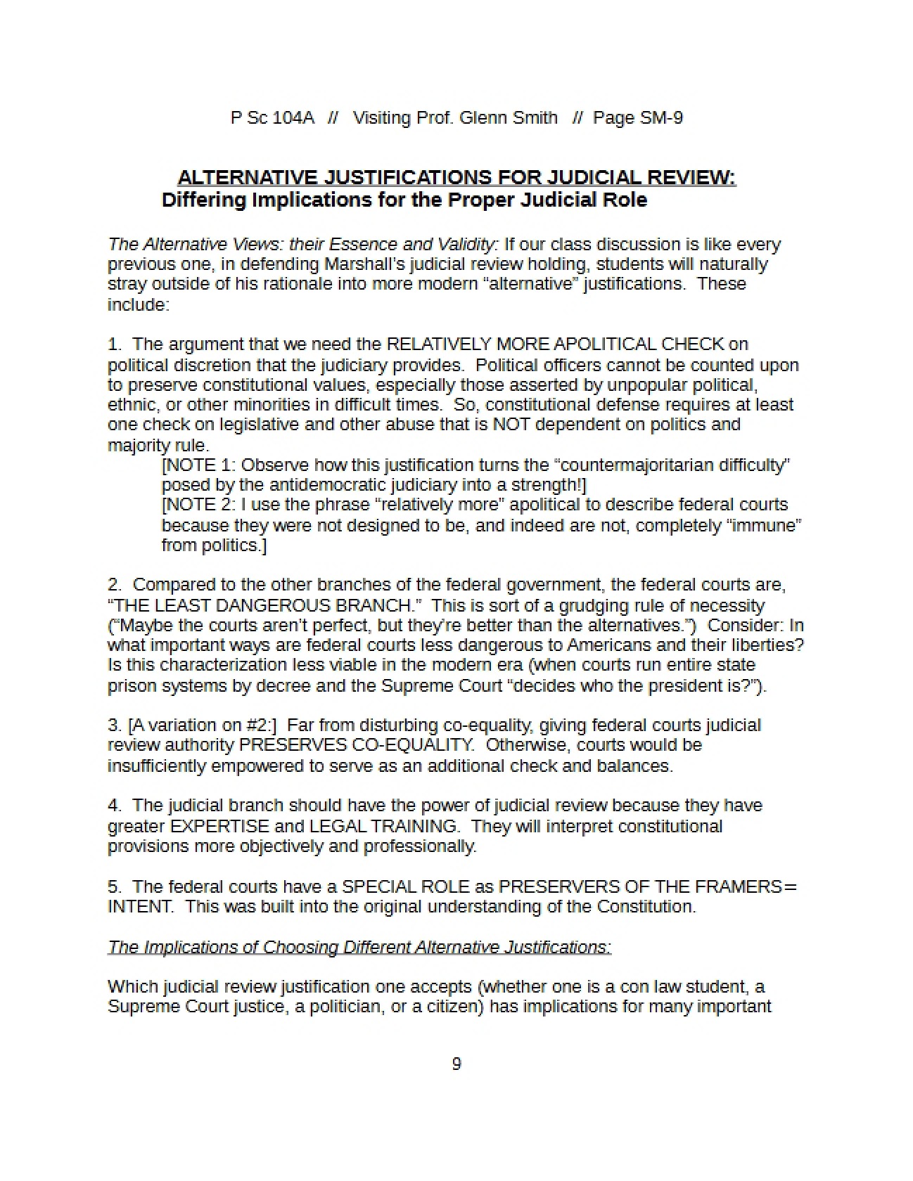 Constitutional Law Materials: SM 9 & 11