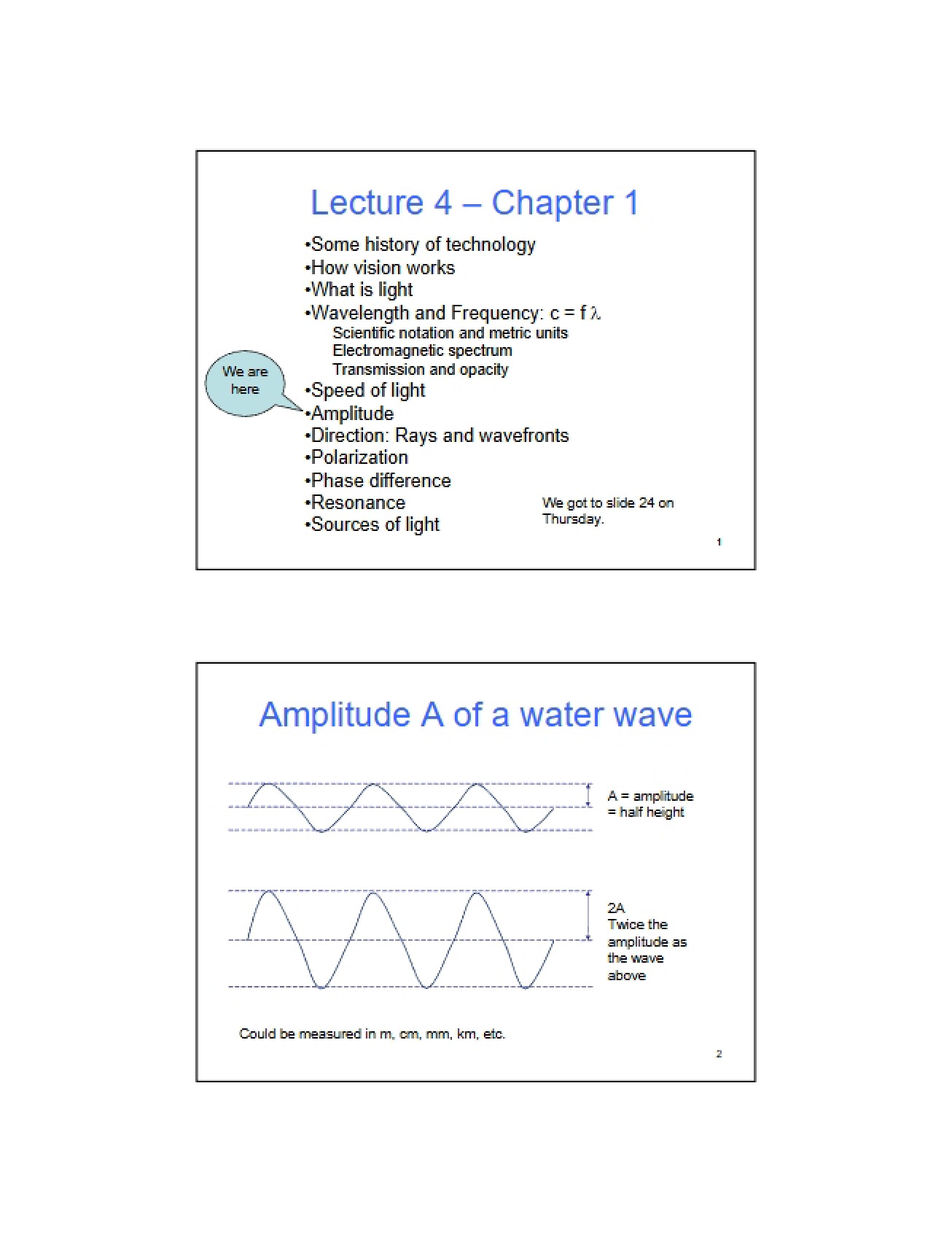 Light and Color Lecture Notes (Set 1)