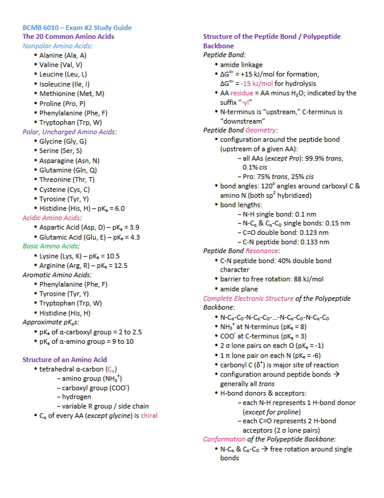 20 Common Amino Acids