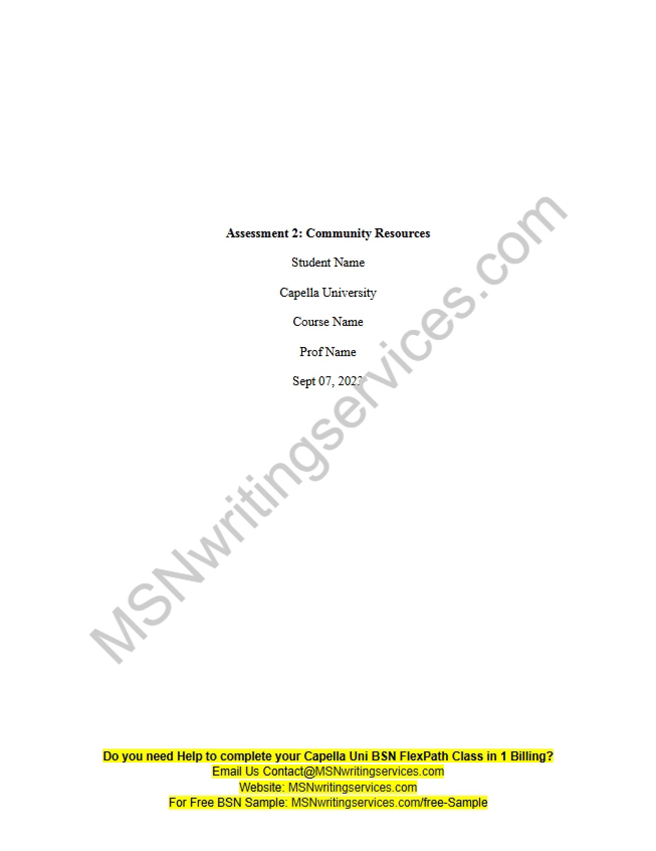 Community Resources Assessment Two - NURS FPX 4060