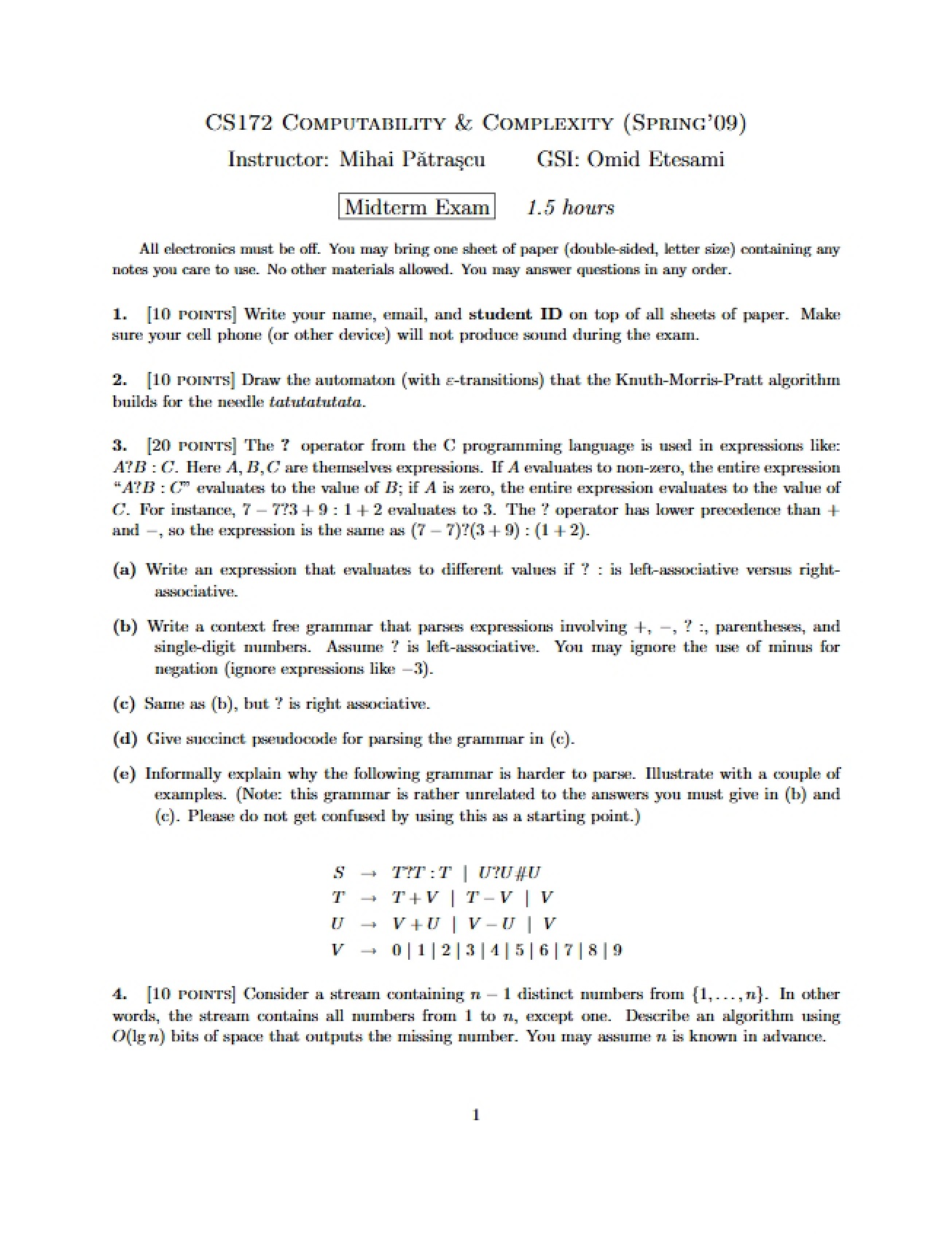Midterm Examination