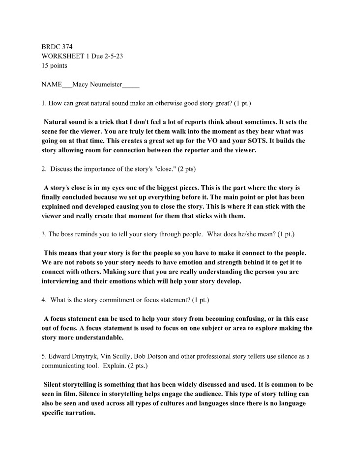 Worksheet 1 for BRDC 374