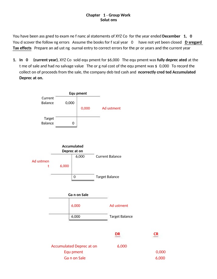 XYZ Co. Adjusting Journal Entries