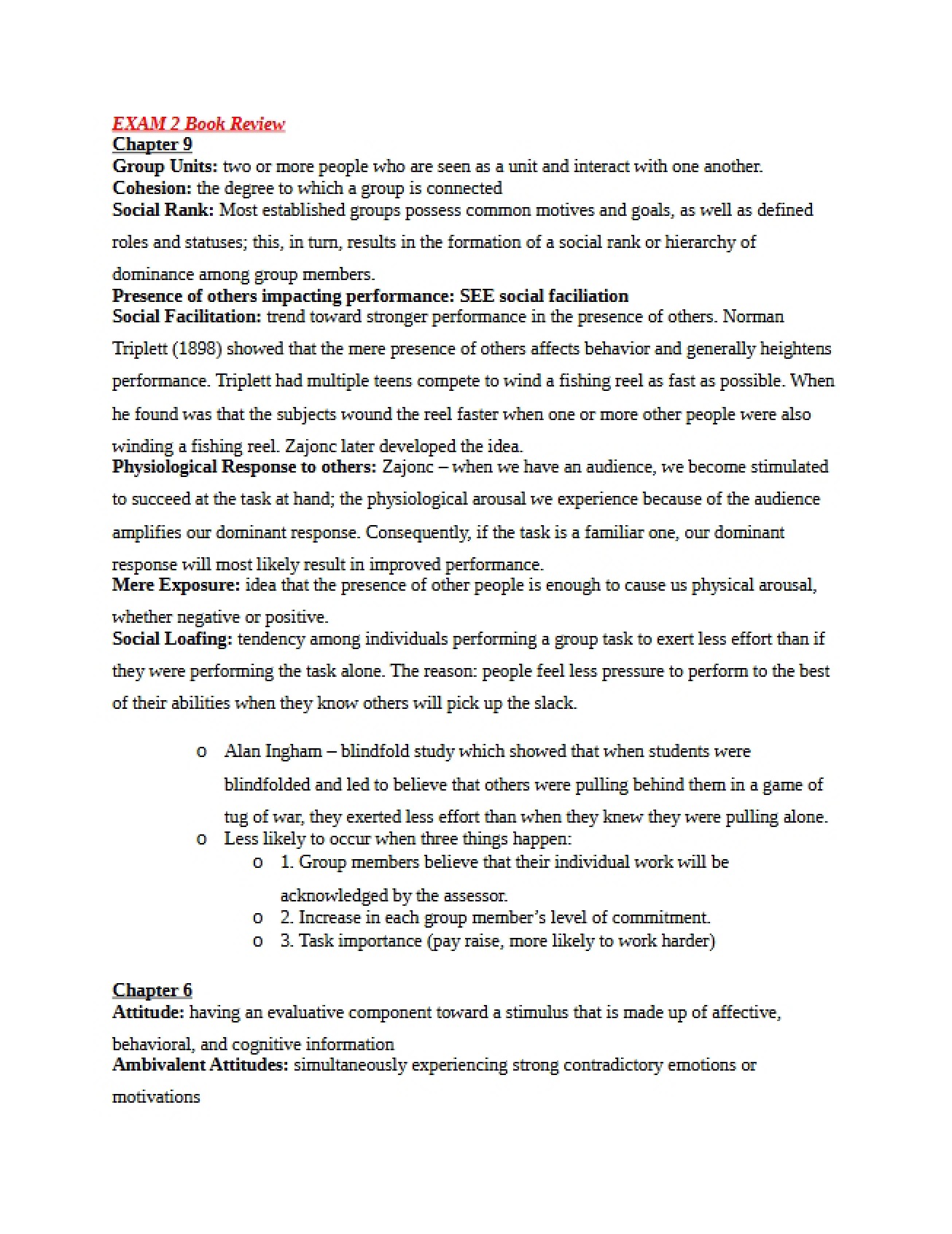 Second Exam Book Review - Social Psychology