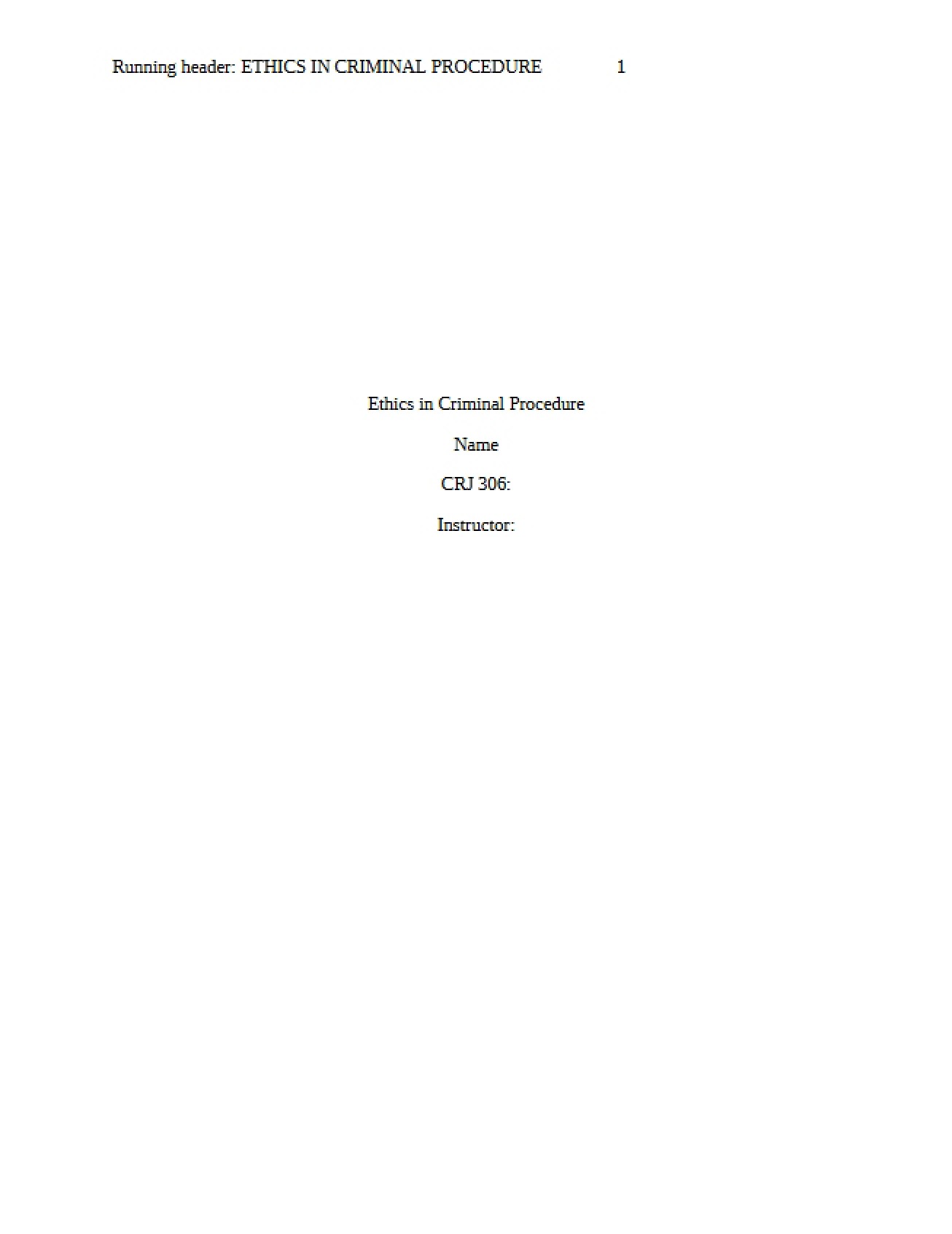Criminal Procedure Ethics