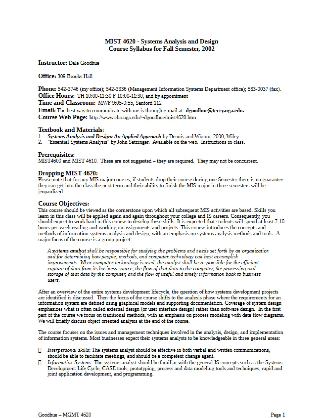 Syllabus - 5 Pages
