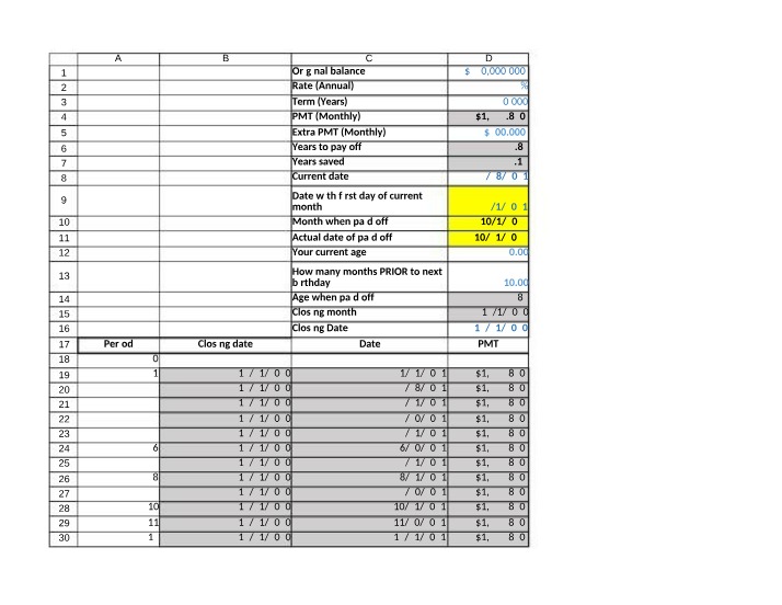 Calculation of Mortgage Payoff Date and Savings