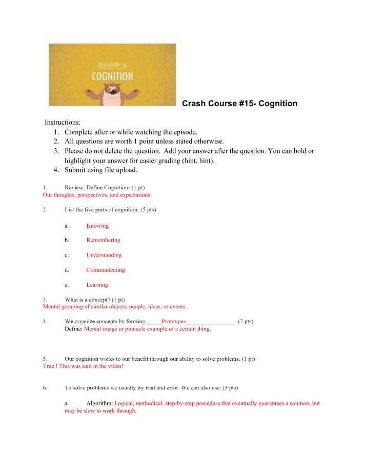 Problem-Solving and Key Components of Cognition