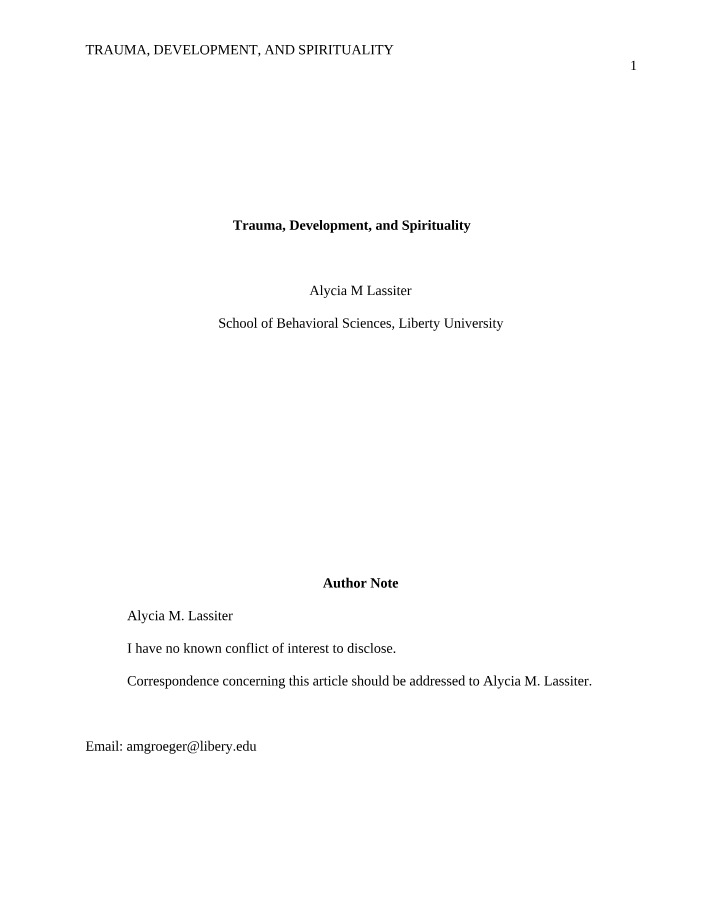 Trauma Effects on Development and Well-being