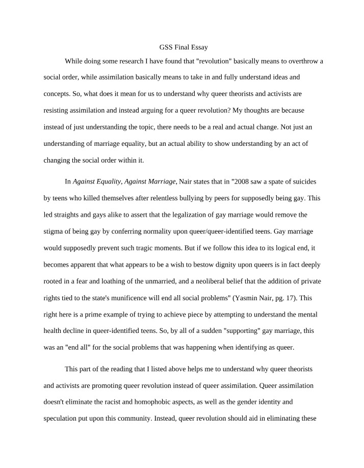 Final Essay for GSS