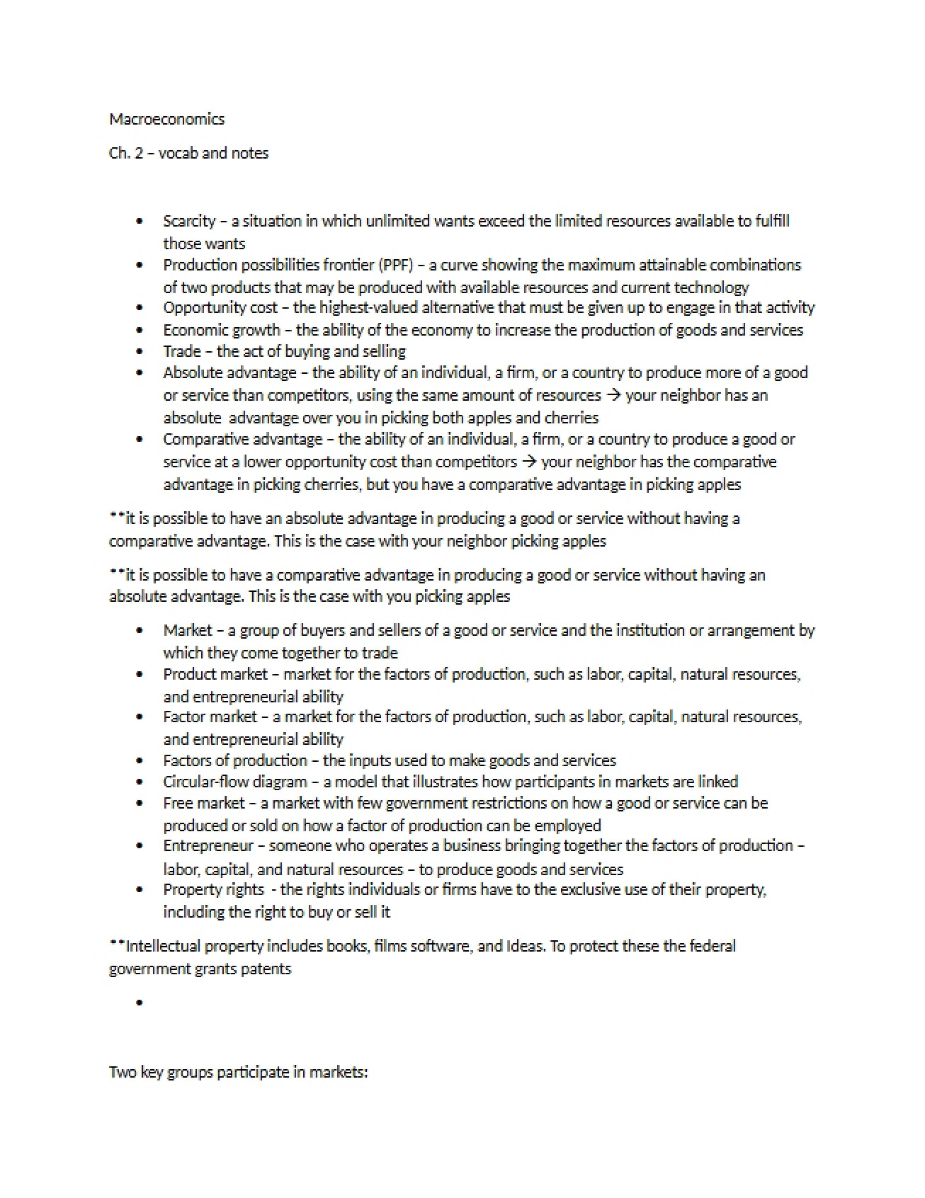 Macroeconomics Chapter 2 Notes