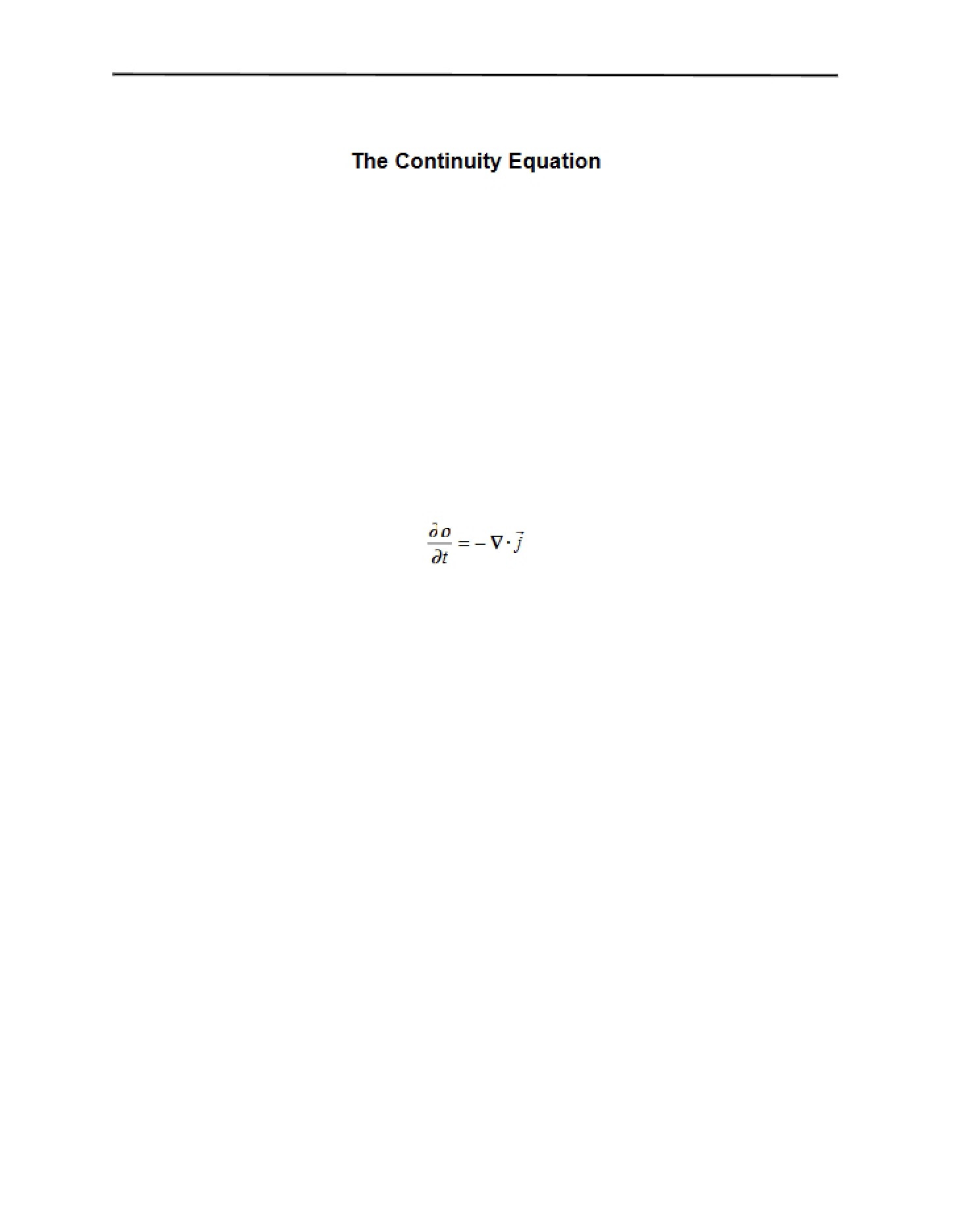 Equation of Continuity