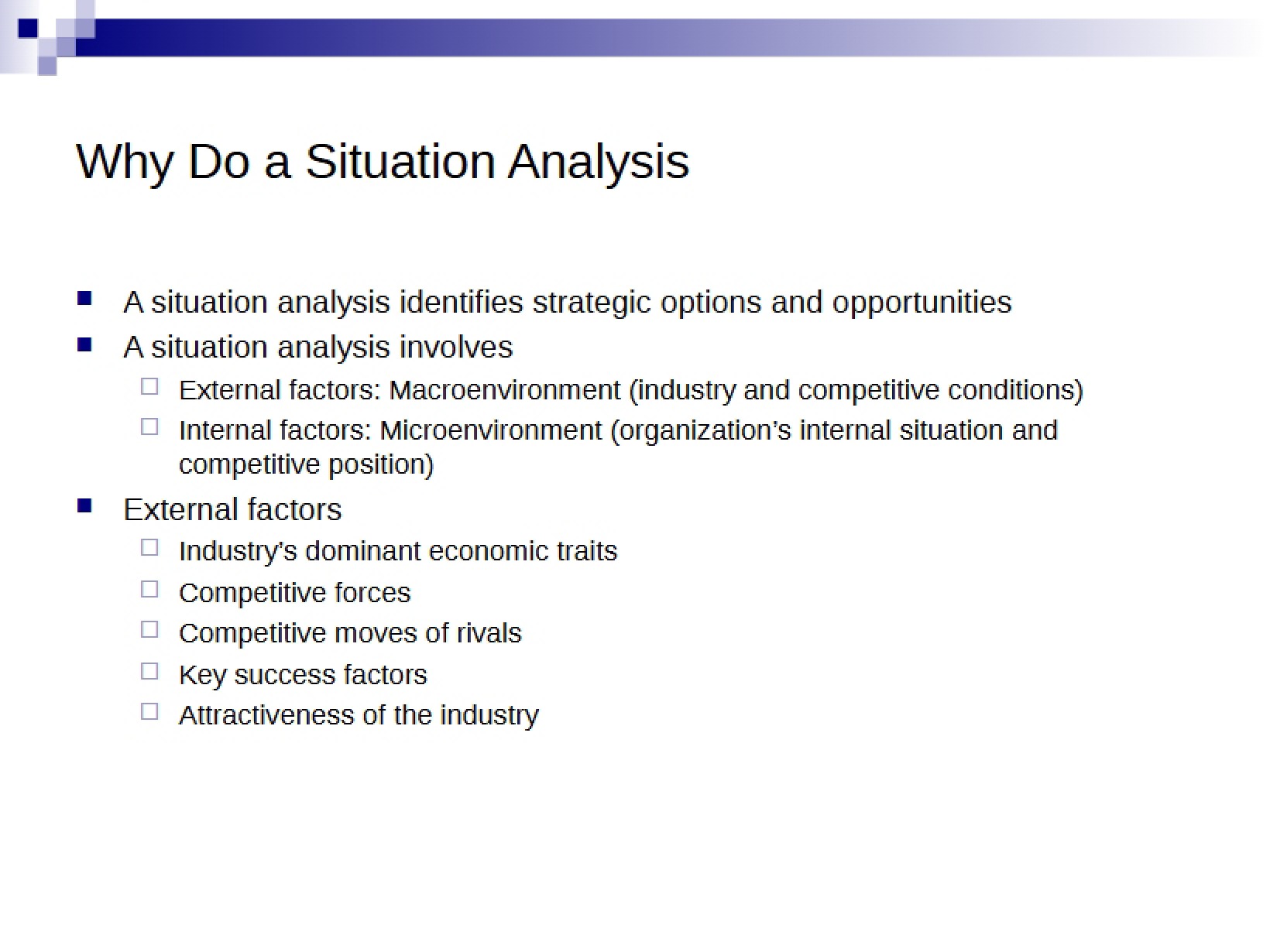Analysis of Situation