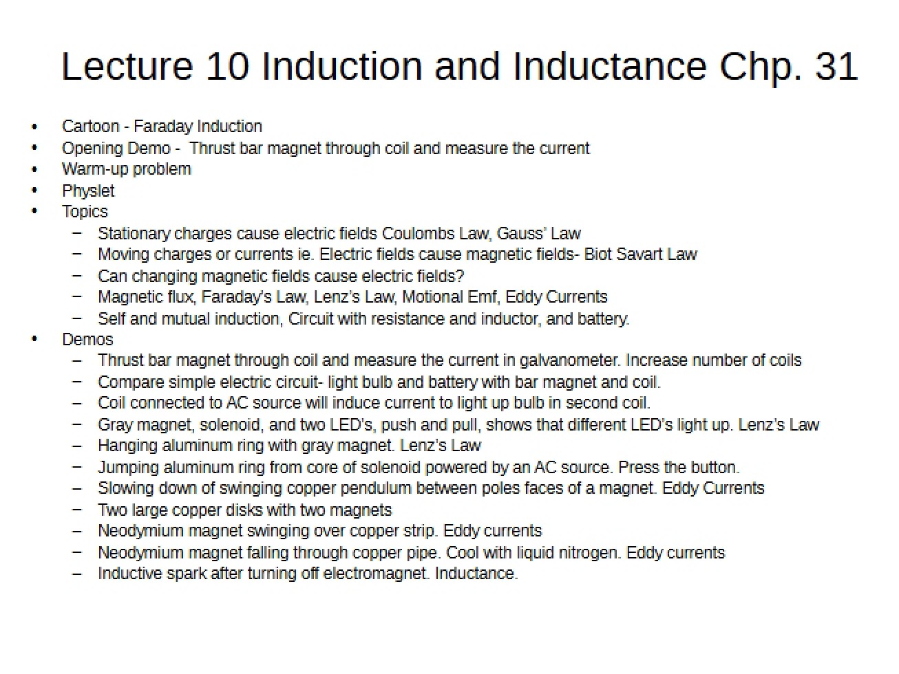 Inductance and Induction
