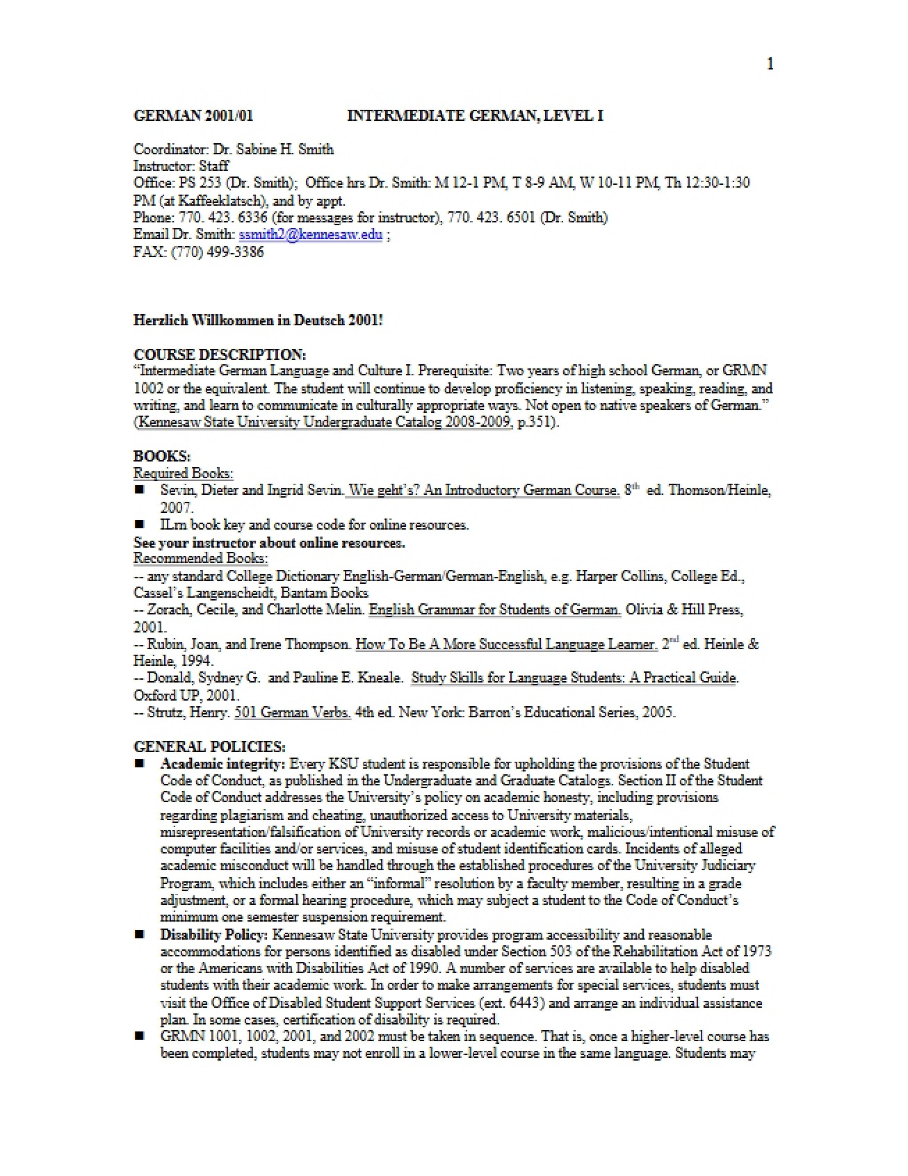 Program Overview GRMN 2001