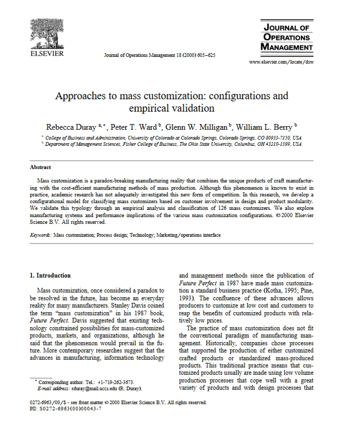 Mass Customization Strategies