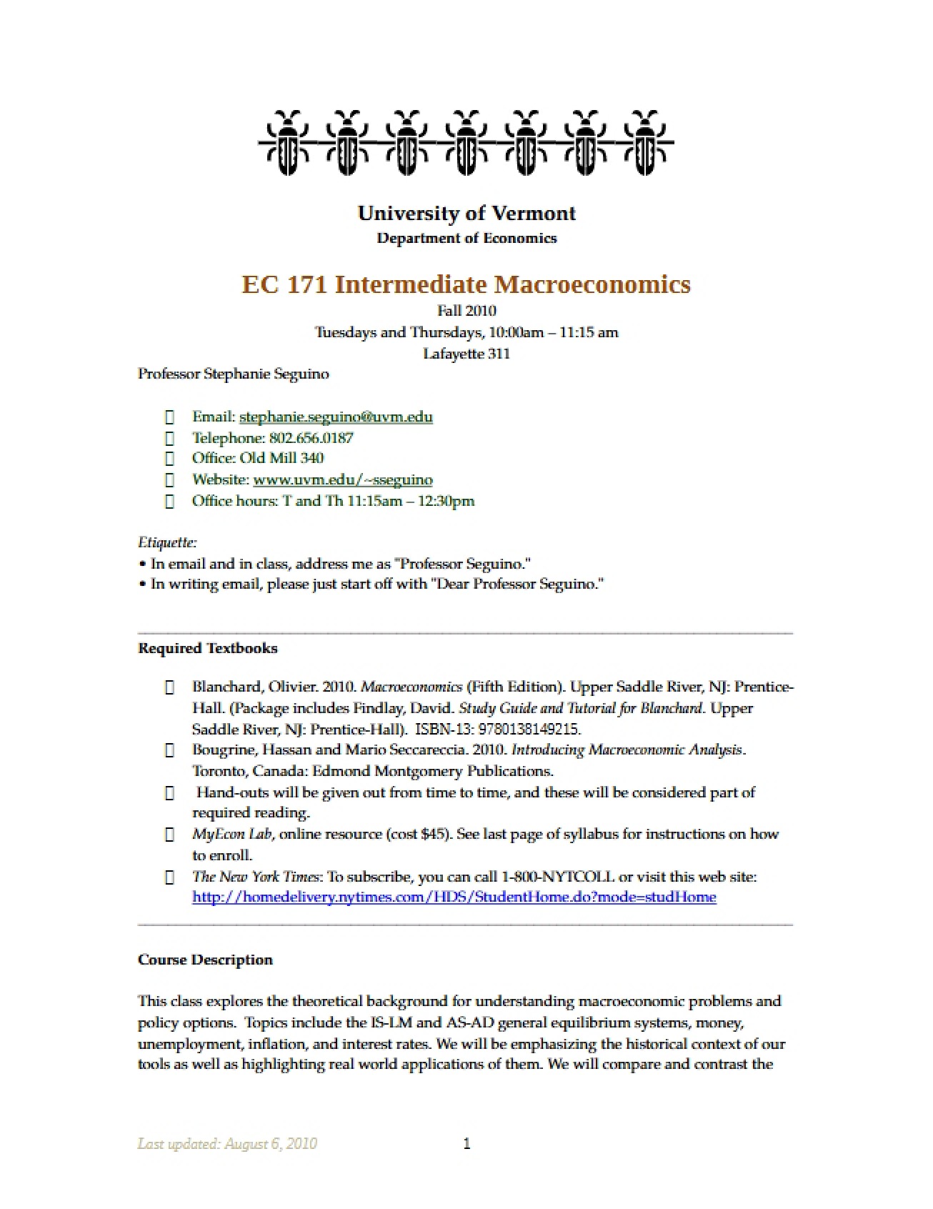 Syllabus for EC 171