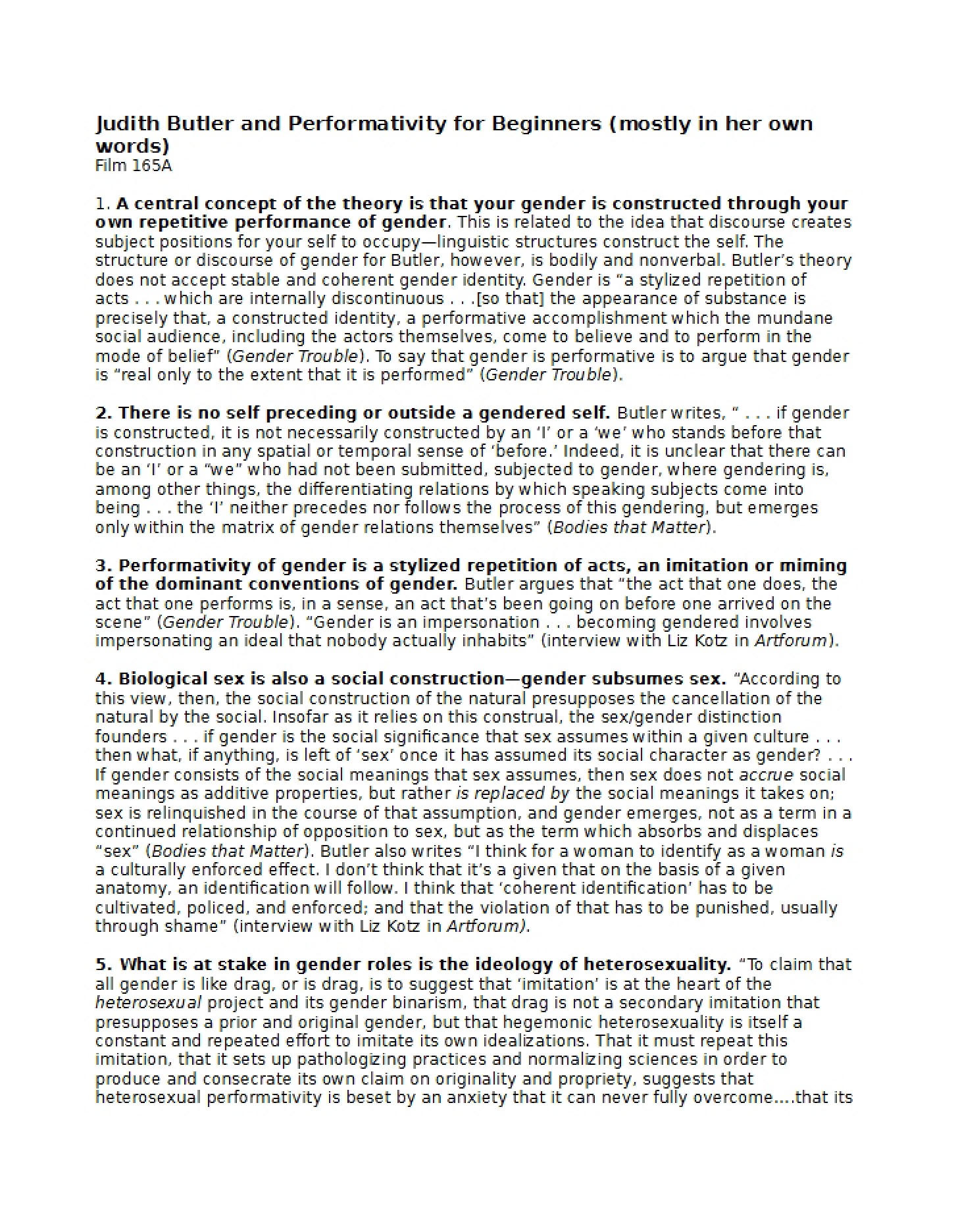 Performativity and Judith Butler Beginners Guide