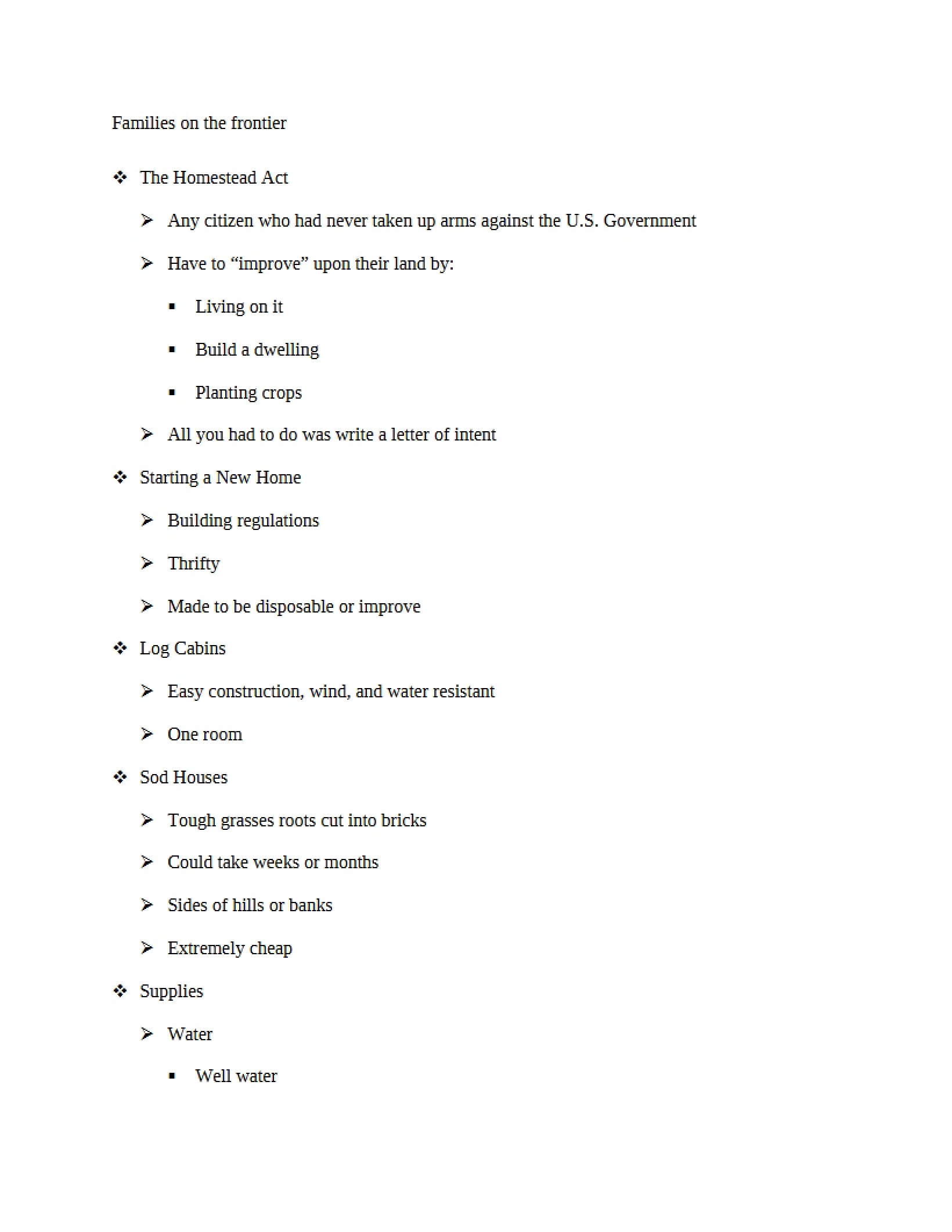 Homestead Act Overview