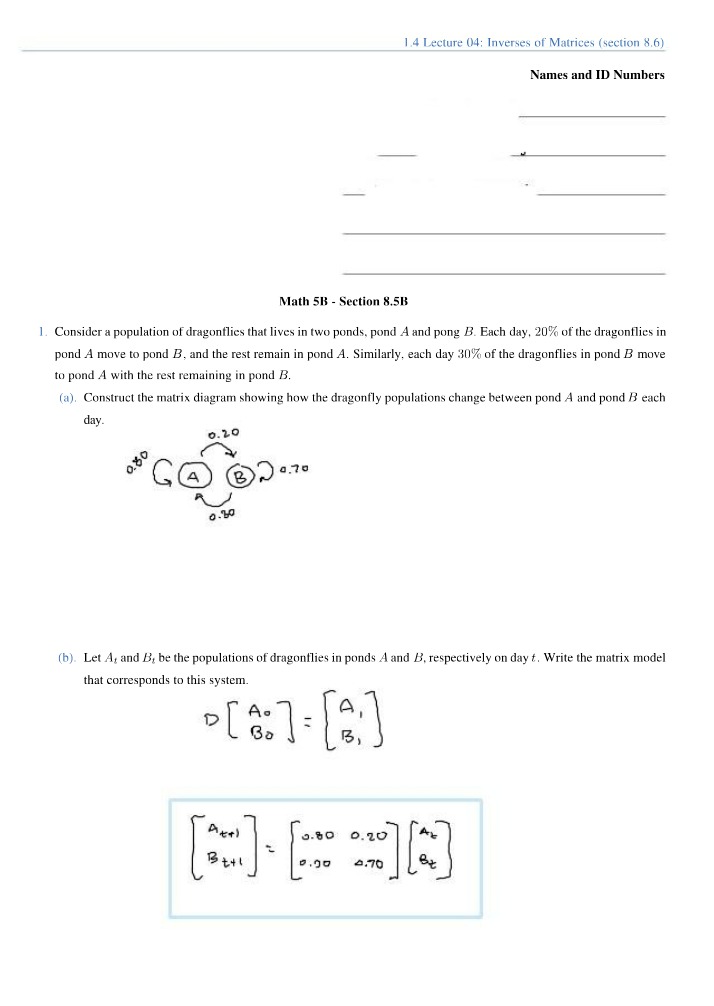 Sections 8.5B and 8.6A - Math 5B
