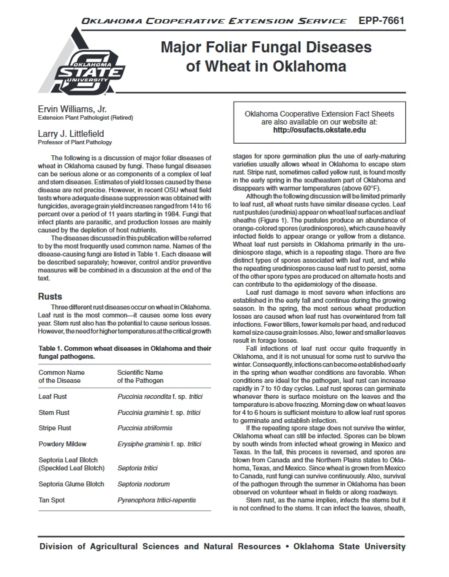 Fungal Diseases of Wheat Foliage