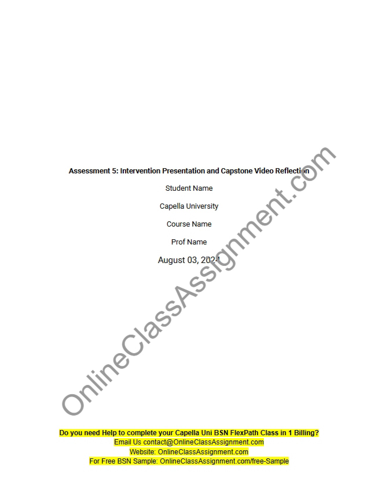 Capstone Video Reflection and Intervention Presentation (Assessment 5) - nan