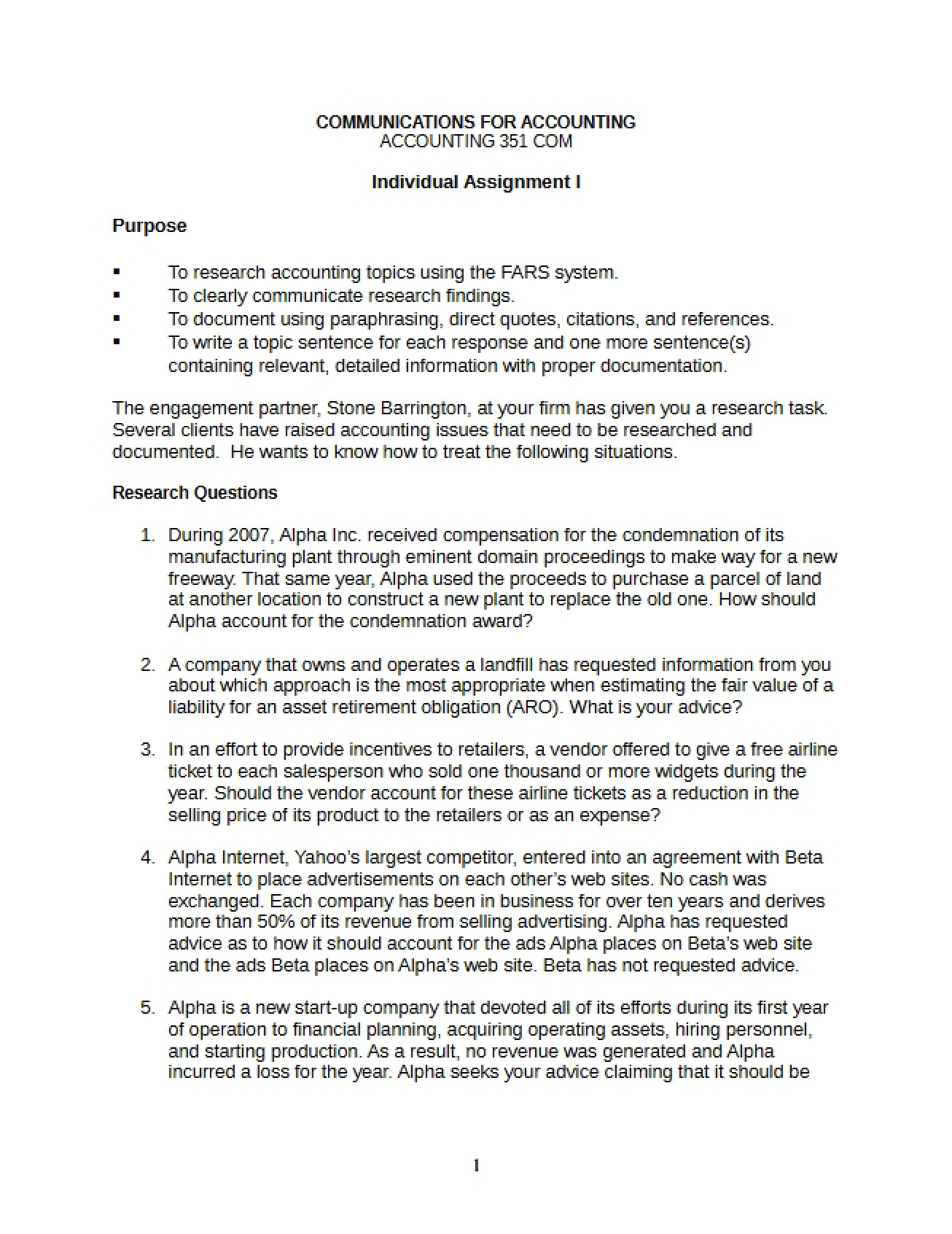 Individual Assignment One