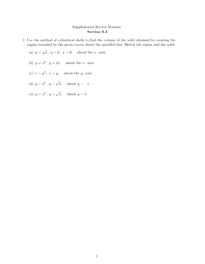 Cylindrical Shells Method for Finding Volume of Bounded Solids