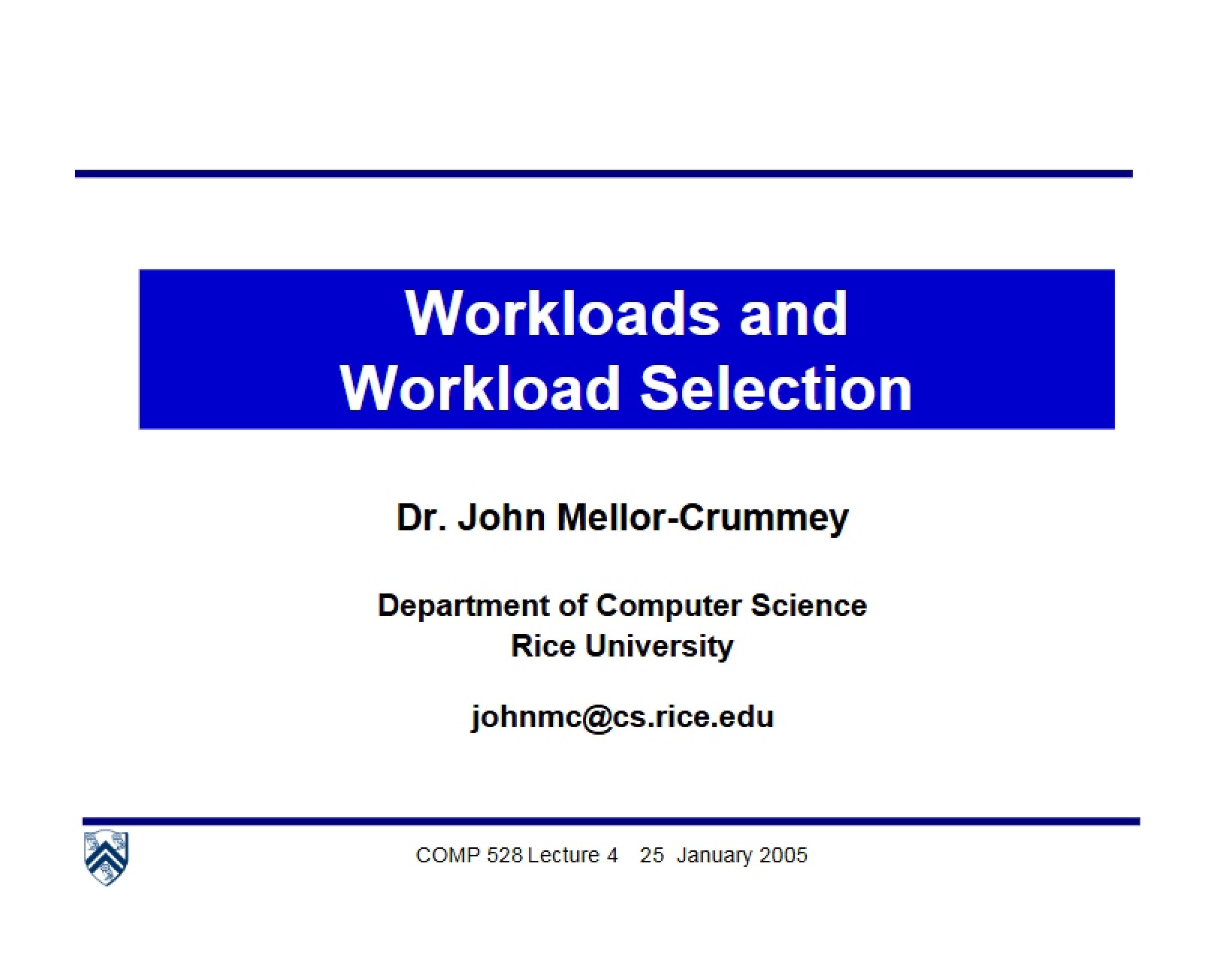 Selection of Workloads