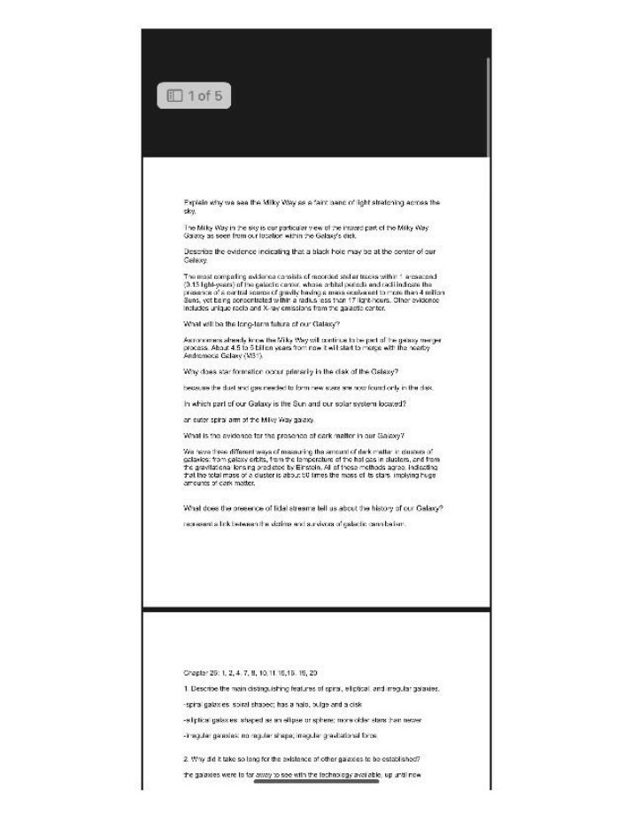 Questions and Answers for Galaxy Chapter 25