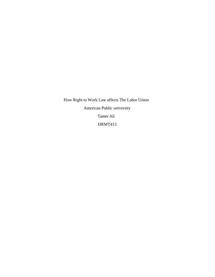 Unions and Right to Work Laws