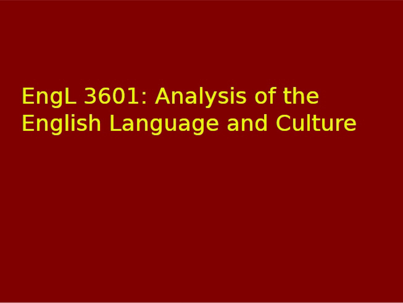 English Language Analysis Lecture Notes