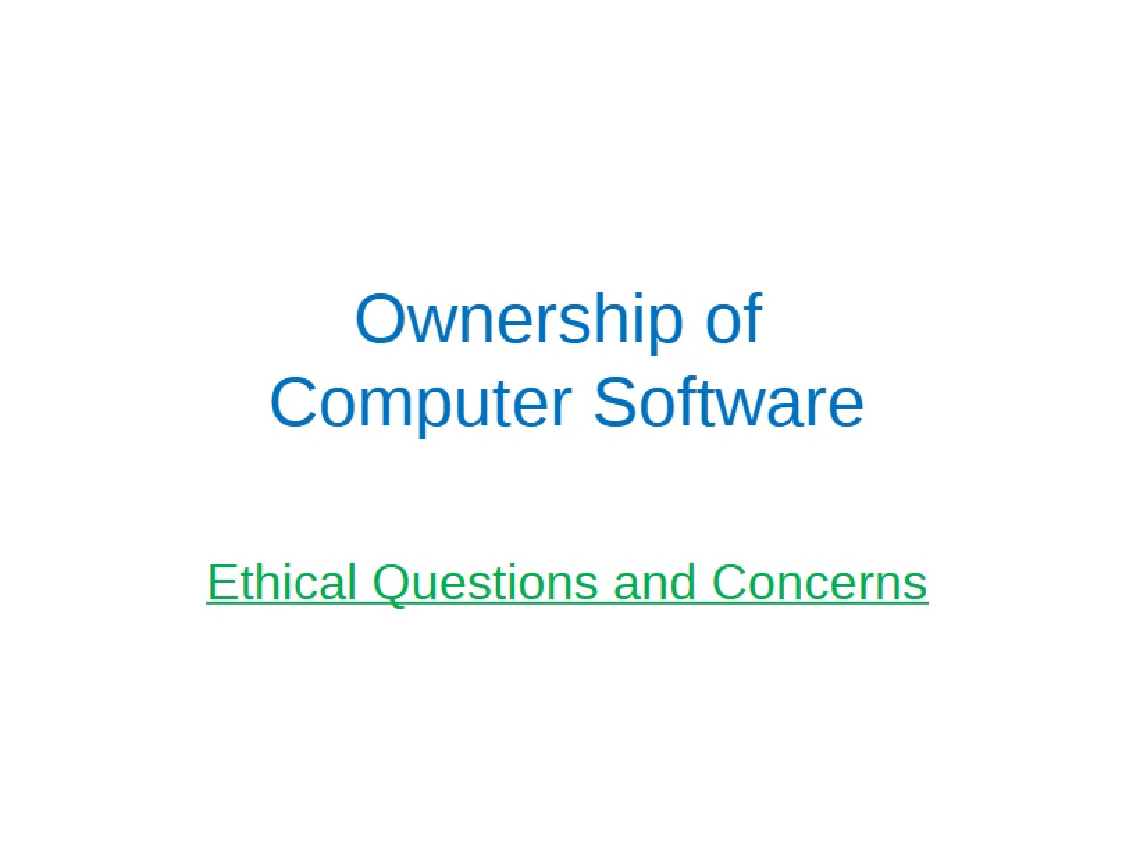 Computer Software Ownership (Chapter 3)