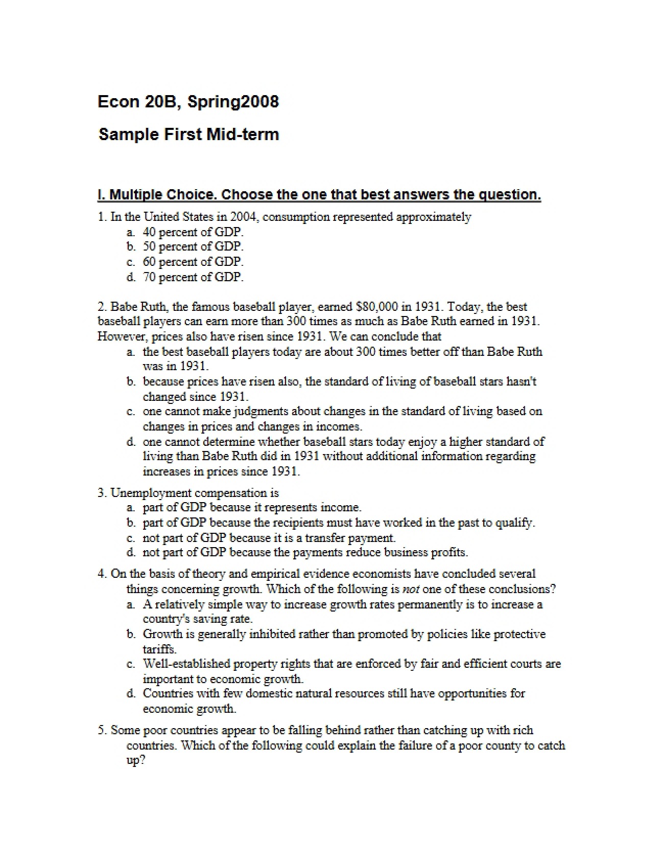 First Midterm Practice Exam