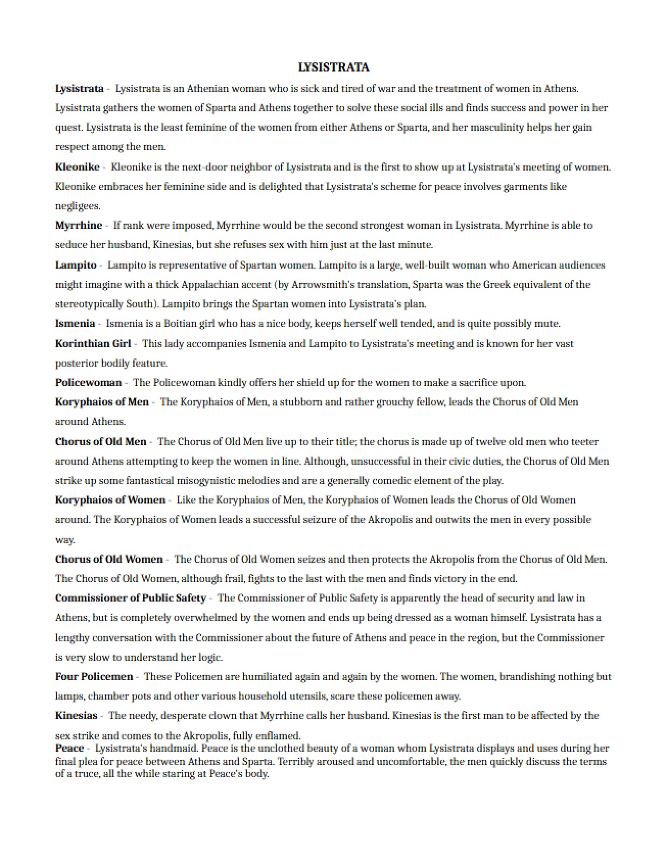 List of Characters