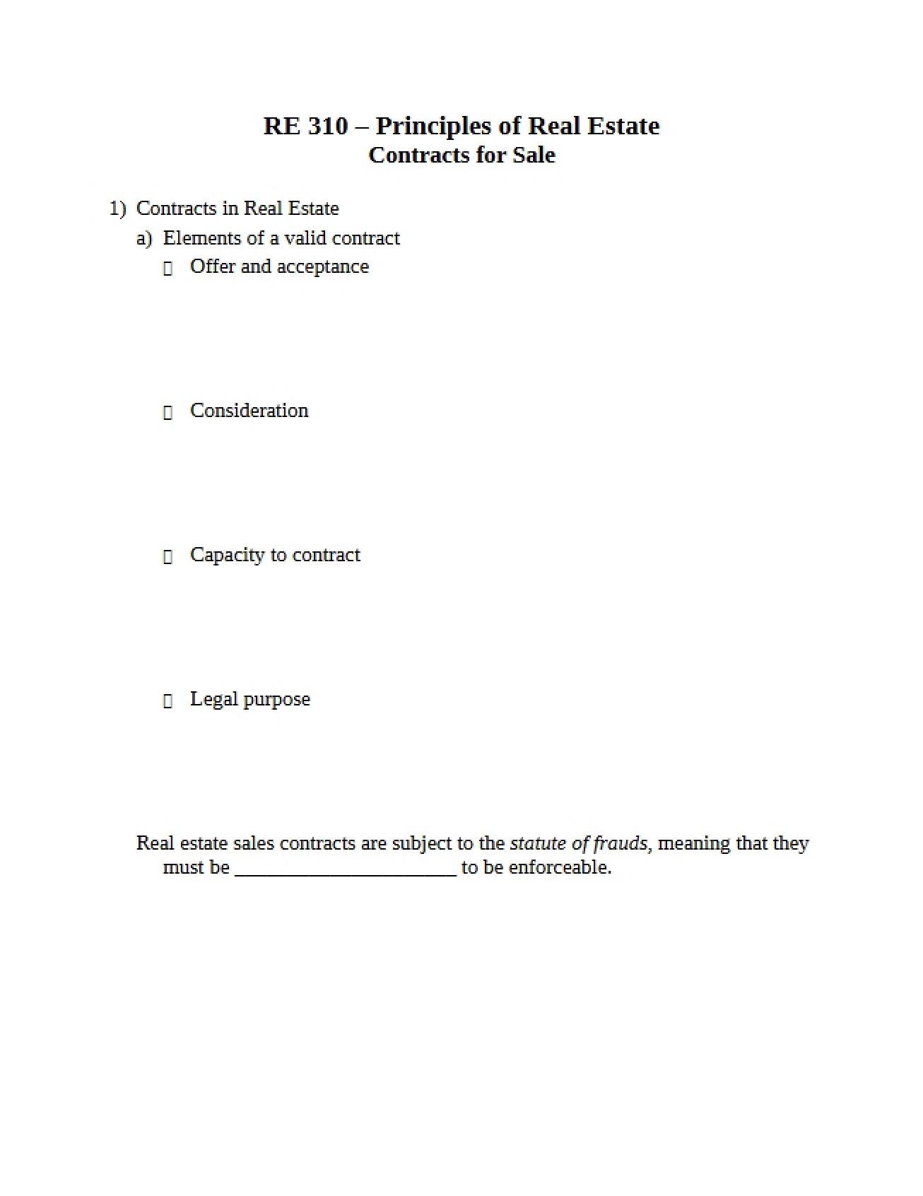 Contracts for Sales