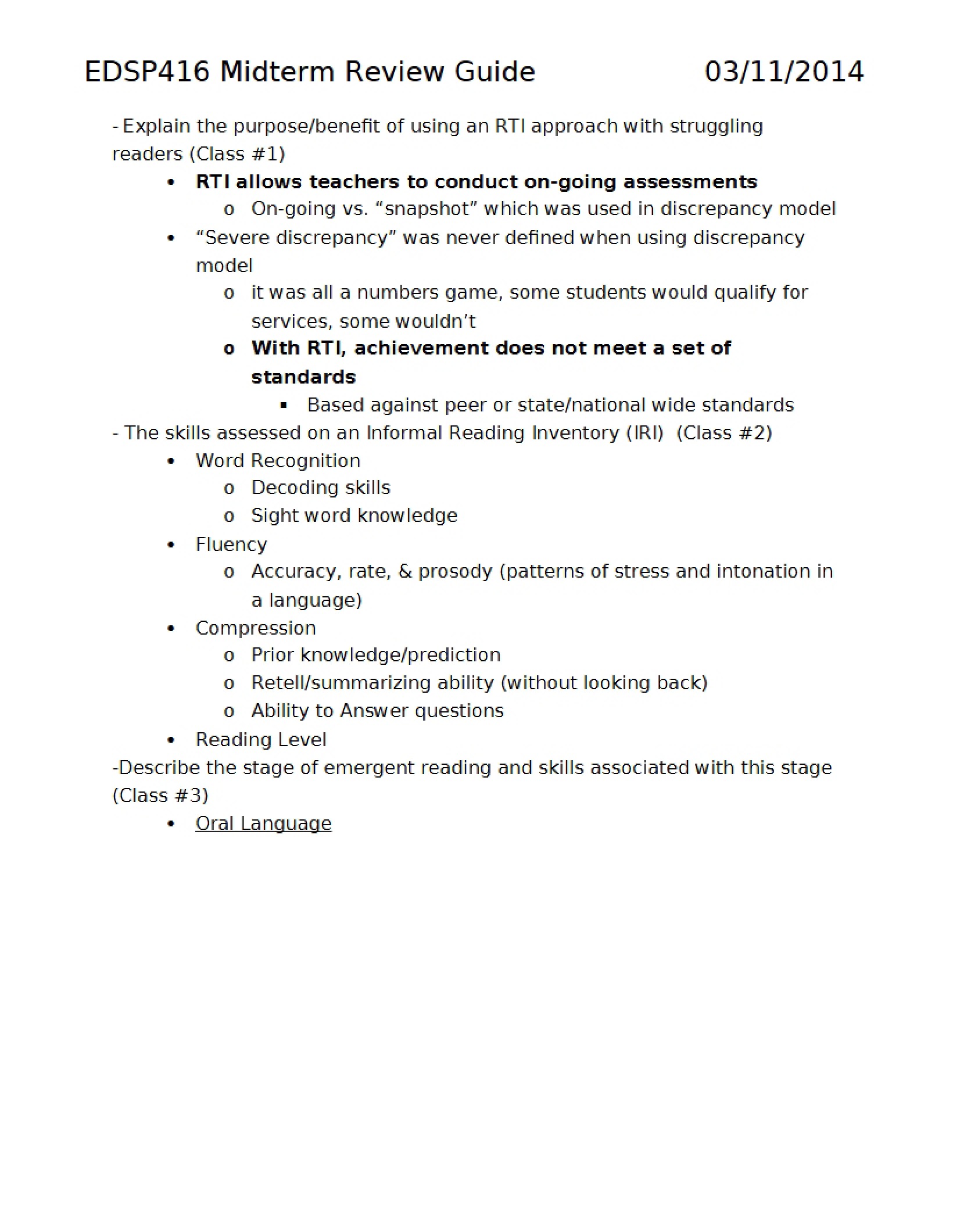 Guide for Midterm Review