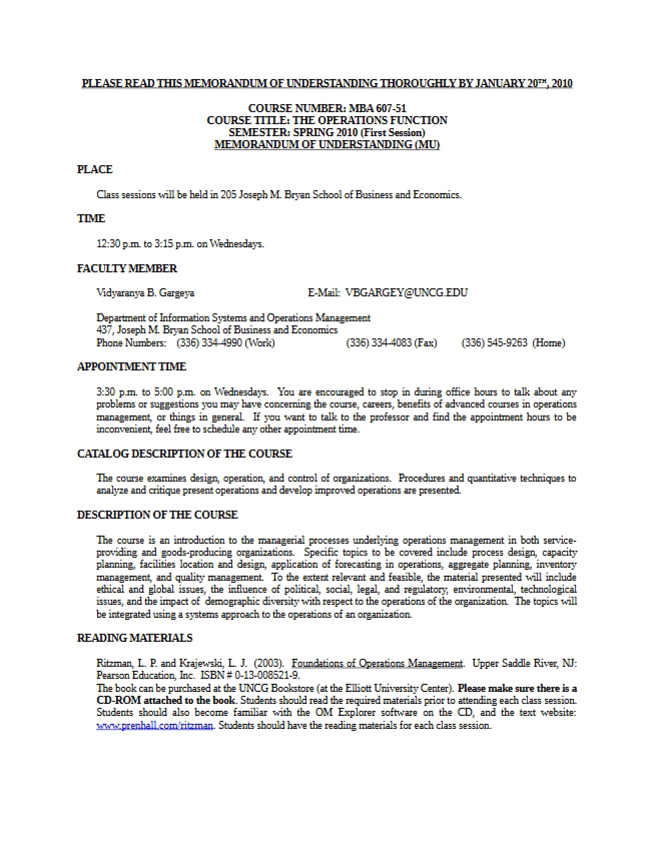 Operations Function Lecture Notes