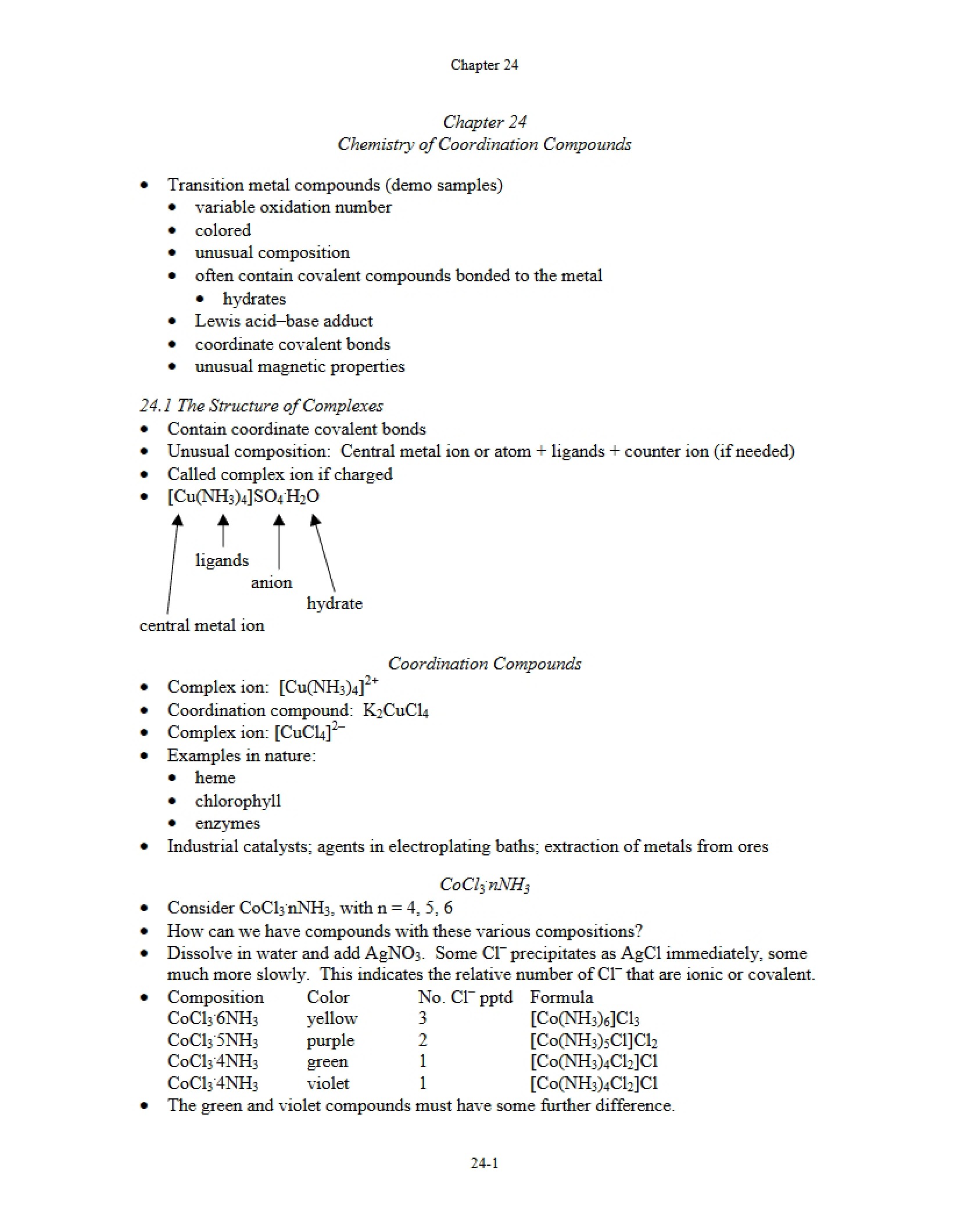 Coordination Compounds Chemistry