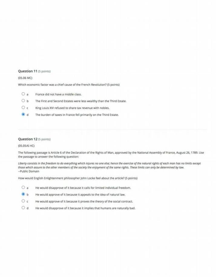 Questions on French Revolution and Enlightenment Philosophy