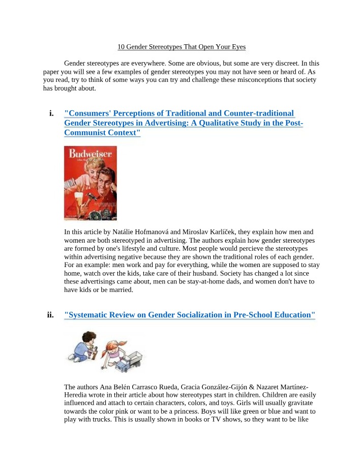 ENG1123 - Stereotypes Assignment