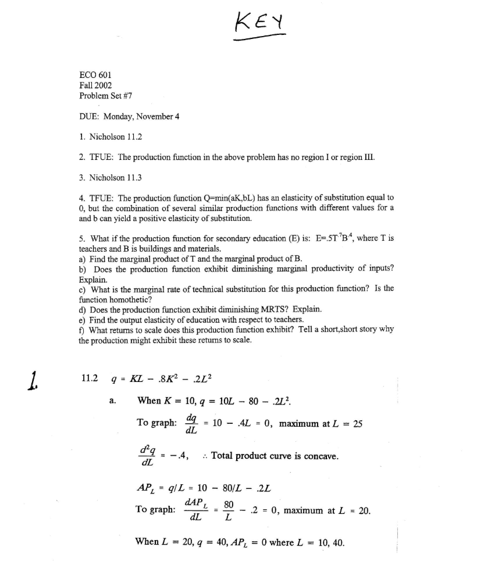 Key for Problem Set 7