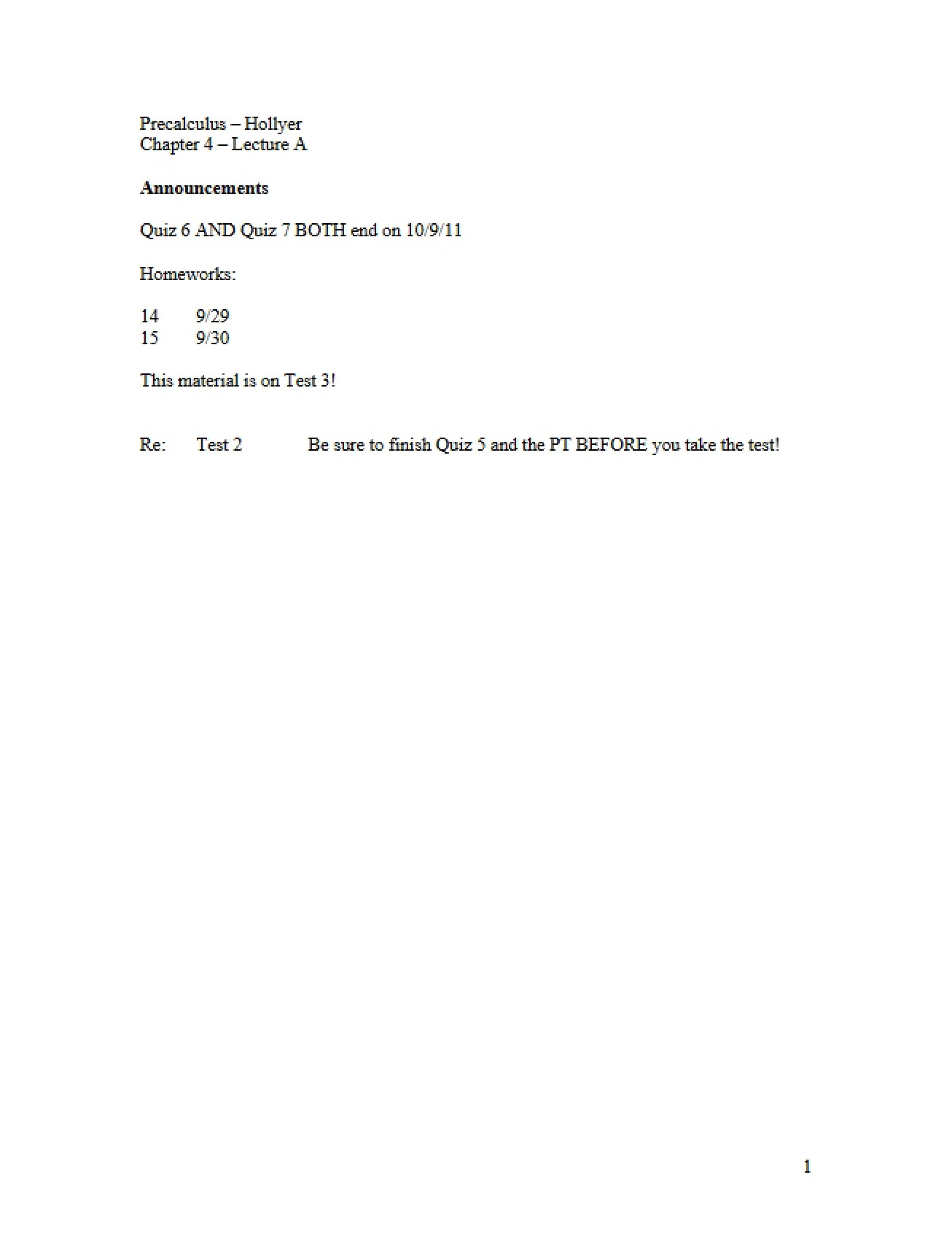Lecture A Fourth Chapter
