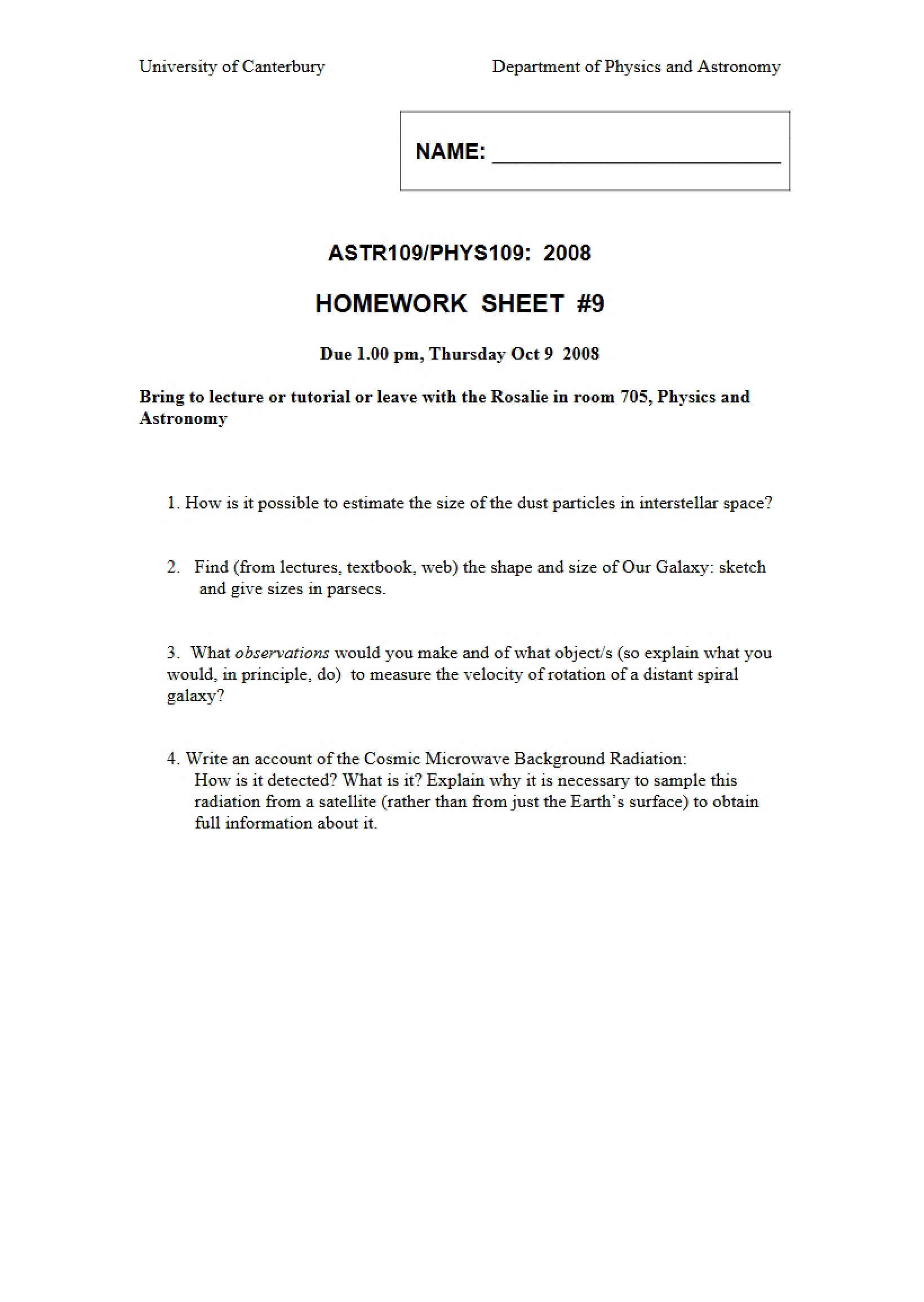 Ninth Homework