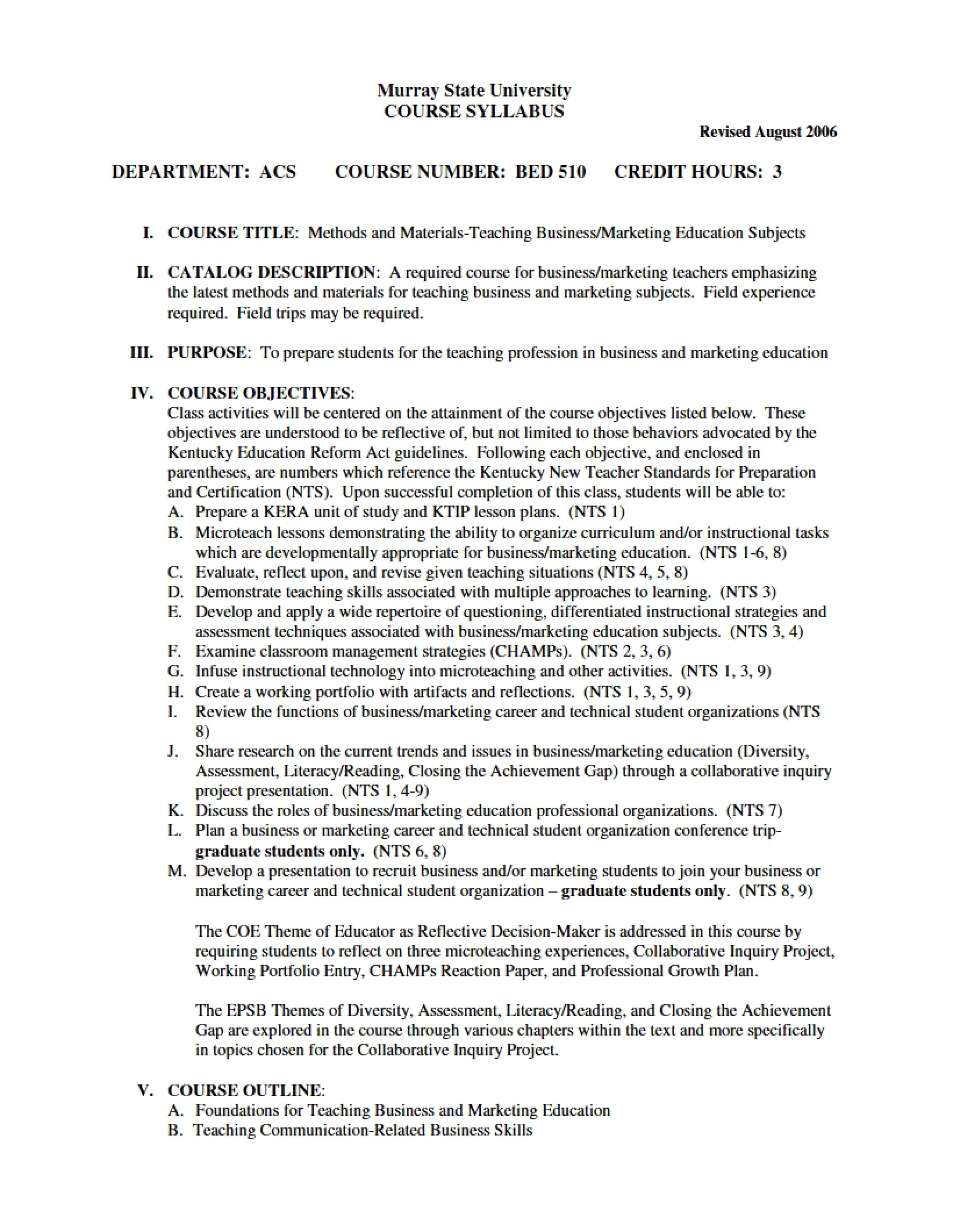 Syllabus - BED 510