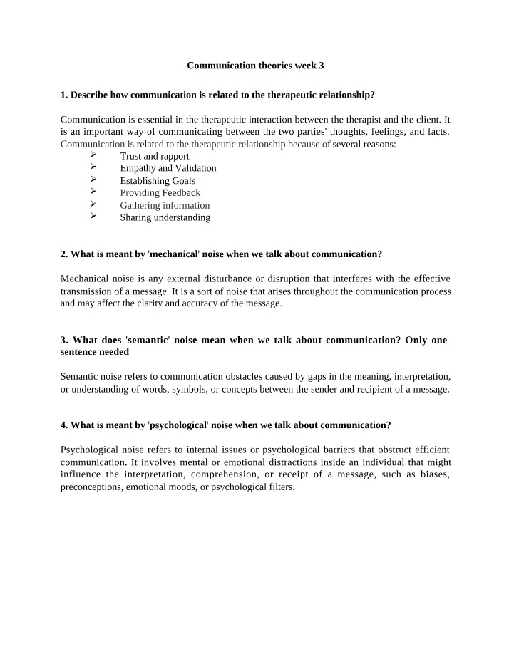 Communication Notes - Worksheet 3